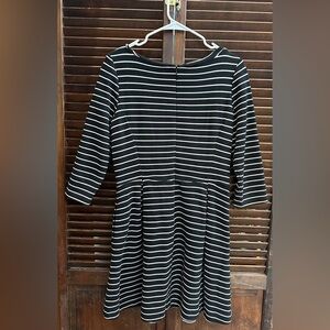 Banana Republic Black + White Striped Business Dress